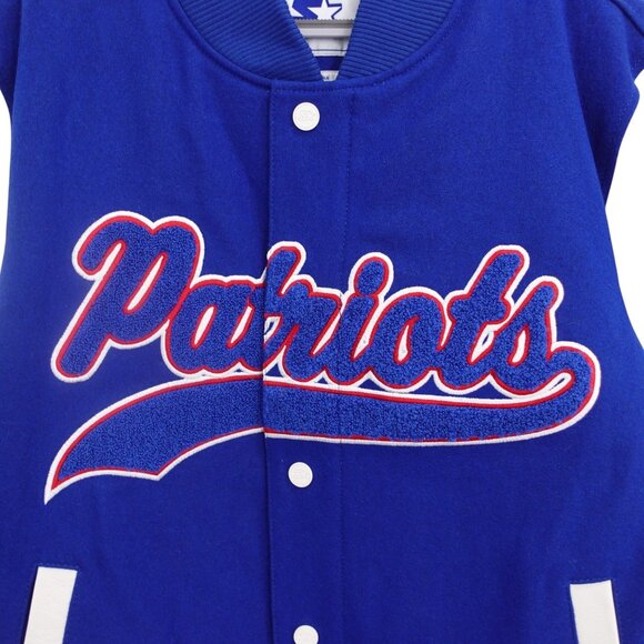 NWOT Starter NFL New England Patriot Bomber Jacket Sz M Blue Quilted Wool Blend - Picture 2 of 14